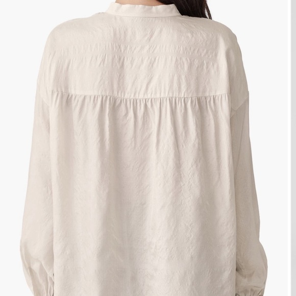 Eileen Fisher Band Collar Longline Boxy Silk Shirt NWT Large - Picture 5 of 6